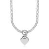 Sterling Silver Rhodium Plated Rolo Chain Necklace with a Heart Toggle Charm