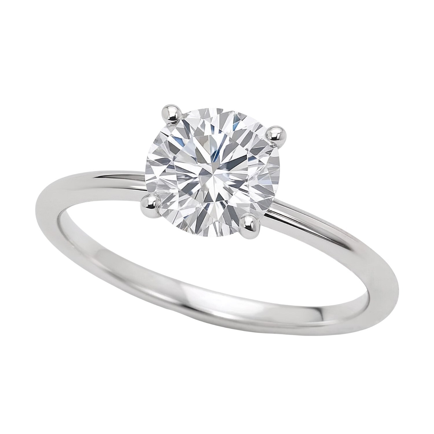1 Carat Round Lab Grown IGI G/VS1 Diamond Solitaire Ring in 10K White Gold 1 Carat Round Lab Grown IGI G/VS1 Diamond Solitaire Ring in 10K White Gold