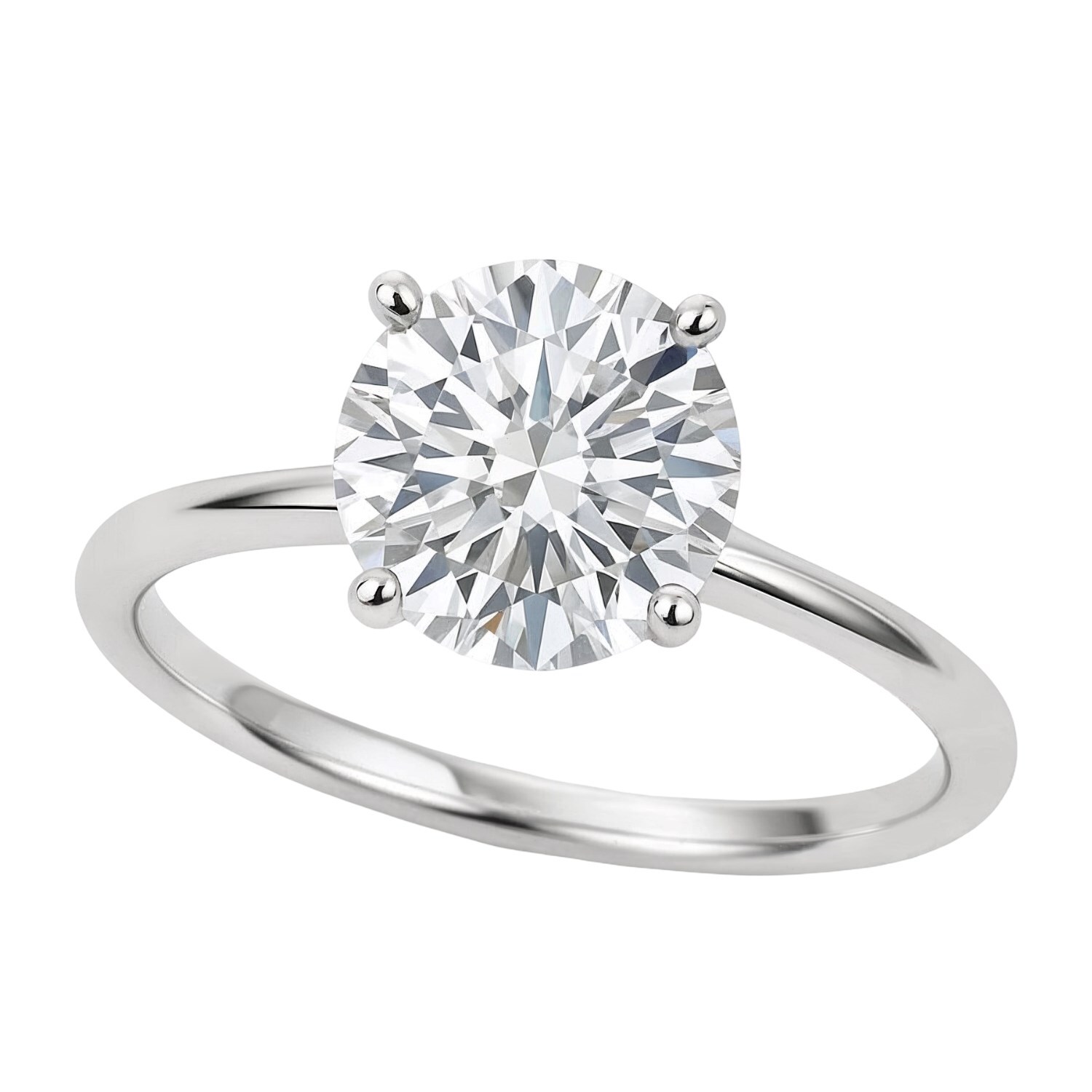 2 Carat Round Lab Grown IGI G/VS1 Diamond Solitaire Ring in 14K White Gold 2 Carat Round Lab Grown IGI G/VS1 Diamond Solitaire Ring in 14K White Gold