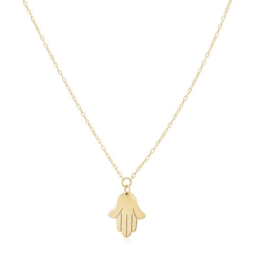 14K Yellow Gold Hand of Hamsa Necklace