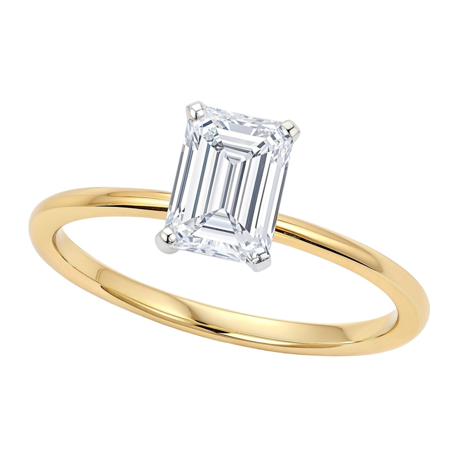 1.50Ct Emerald Lab Grown IGI G/VS1 Diamond Ring in 14K Yellow Gold 1.50Ct Emerald Lab Grown IGI G/VS1 Diamond Ring in 14K Yellow Gold