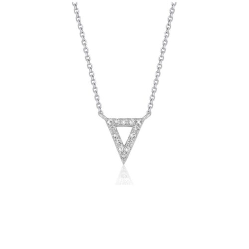 Diamond Inverted Triangle Pendant in 14k White Gold