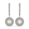14k White And Rose Gold Drop Diamond Earrings with a Halo Design (3/4 cttw)