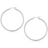 14k White Gold Polished Hoop Earrings (2×50 mm)