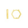 14k Yellow Gold Hexagon Huggie Hoops Earrings