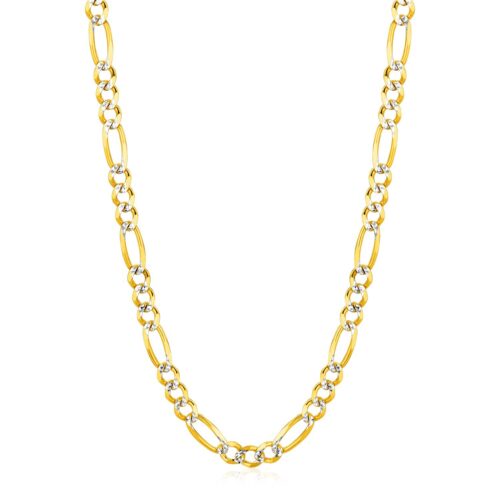 14K Yellow Gold Solid Pave Figaro Chain (5.90 mm)