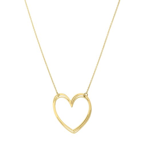 Large Open Heart Necklace in 14K Yellow Gold