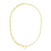 14k Yellow Gold High Polish Elongated Paperclip Chain Circle Necklace