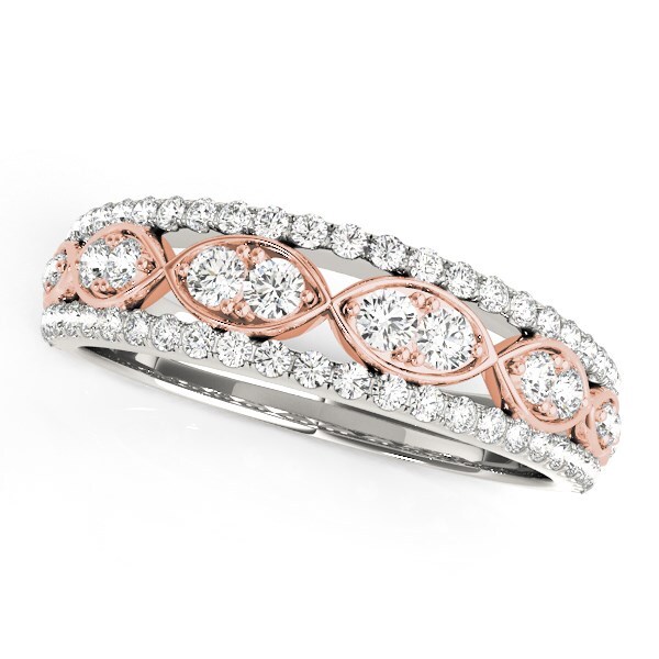 14k White And Rose Gold Doulbe Diamond Infinity Design Band (3/8 cttw) 14k White And Rose Gold Doulbe Diamond Infinity Design Band (3/8 cttw)