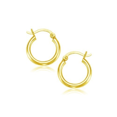 10k Yellow Gold Polished Hoop Earrings (2×15 mm)