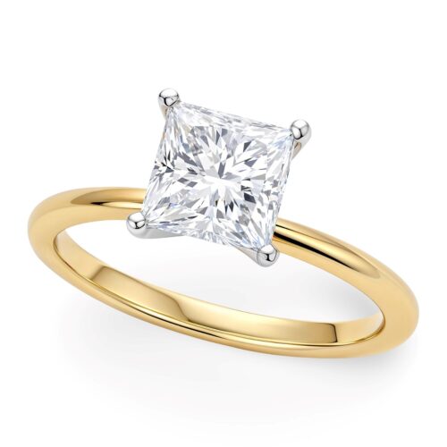1 Carat Princess Lab Grown IGI G/VS1 Diamond Solitaire Ring in 14K Yellow Gold