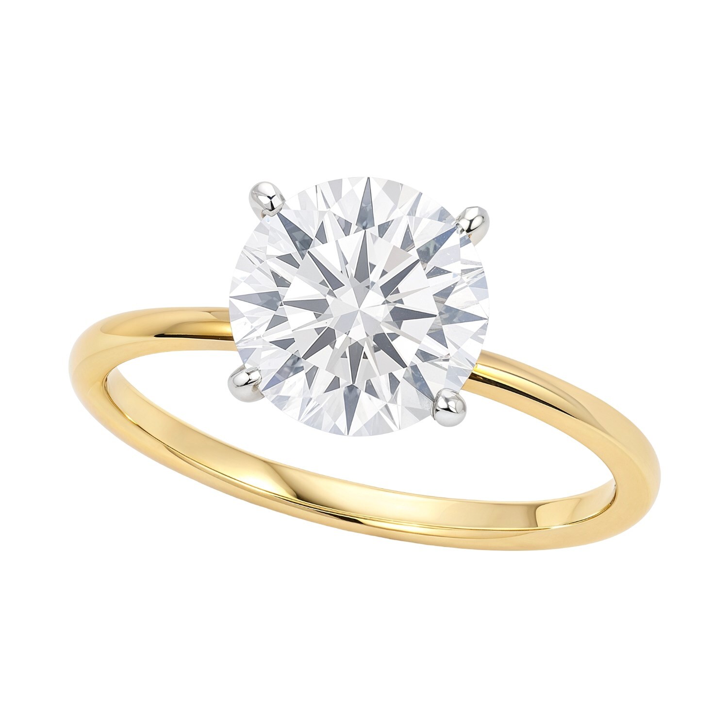 3 Carat Round Lab Grown IGI G/VS1 Diamond Solitaire Ring in 10K Yellow Gold 3 Carat Round Lab Grown IGI G/VS1 Diamond Solitaire Ring in 10K Yellow Gold