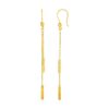 Textured Bar Long Drop Earrings in 14k Yellow Gold