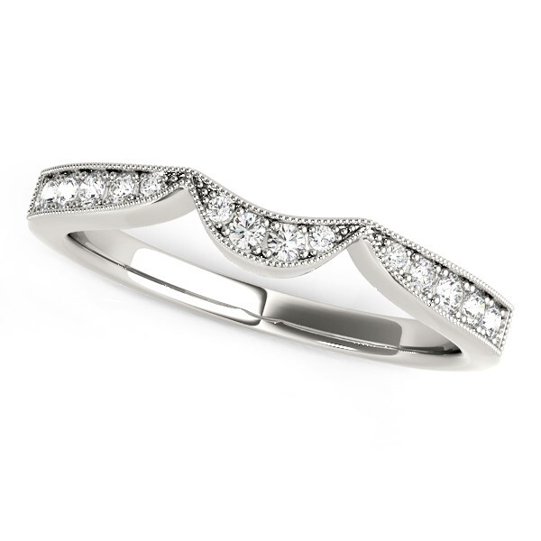 14k White Gold Milgrained Curved Wedding Diamond Band (1/6 cttw) 14k White Gold Milgrained Curved Wedding Diamond Band (1/6 cttw)