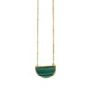 Malachite Geometric Half Moon Necklace in 14K Yellow Gold
