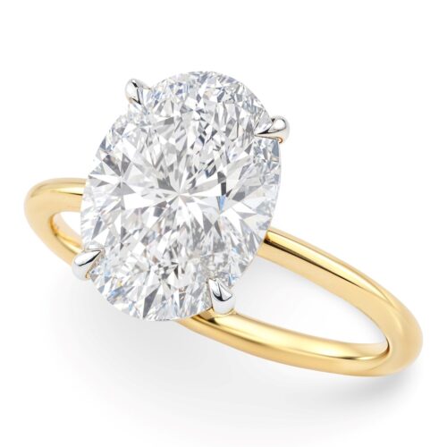 3 Carat Oval Lab Grown IGI G/VS1 Diamond Solitaire Ring in 14K Yellow Gold