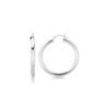 Sterling Silver Thick Rhodium Plated Polished Hoop Style Earrings (4x35mm)