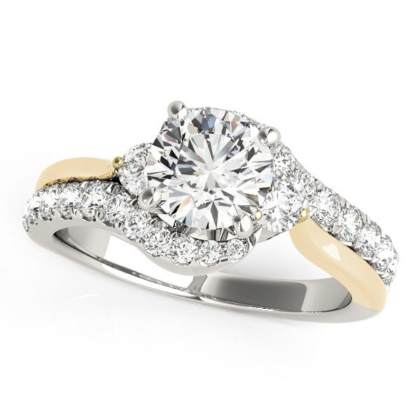 14k White And Yellow Gold Round Bypass Diamond Engagement Ring (1 1/2 cttw) 14k White And Yellow Gold Round Bypass Diamond Engagement Ring (1 1/2 cttw)