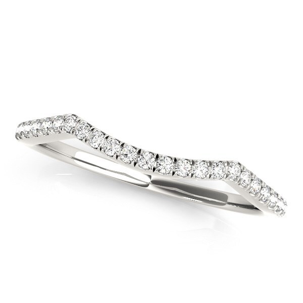 14k White Gold Diamond Pave Set Curved Wedding Band (1/8 cttw) 14k White Gold Diamond Pave Set Curved Wedding Band (1/8 cttw)