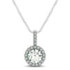 14k White Gold Diamond Halo Round Style Pendant (5/8 cttw)