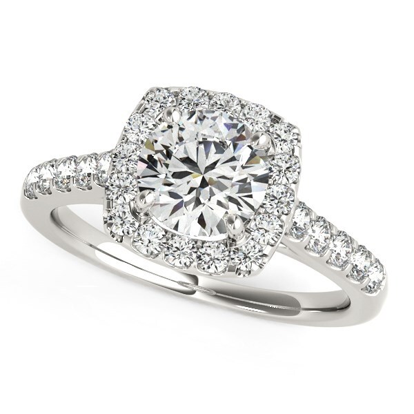 Square Shape Halo Diamond Engagement Ring in 14k White Gold (1 1/2 cttw) Square Shape Halo Diamond Engagement Ring in 14k White Gold (1 1/2 cttw)