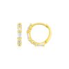 14k Yellow Gold Petite Hoop Earrings with Baguette Cubic Zirconias
