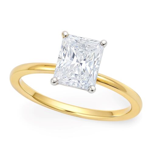 1.50Ct Radiant Lab Grown IGI G/VS1 Diamond Ring in 10K Yellow Gold