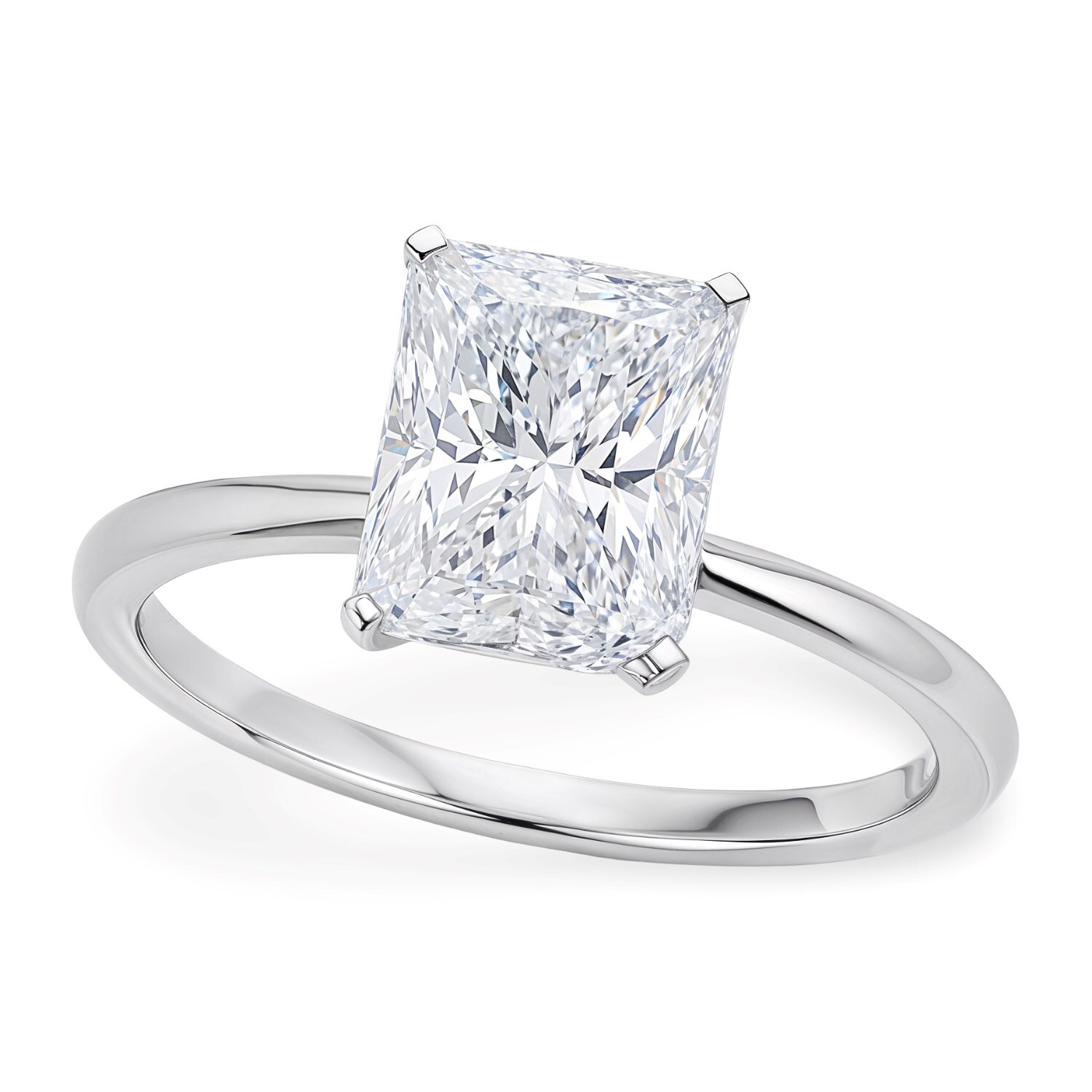 3 Carat Radiant Lab Grown IGI G/VS1 Diamond Solitaire Ring in 10K White Gold 3 Carat Radiant Lab Grown IGI G/VS1 Diamond Solitaire Ring in 10K White Gold