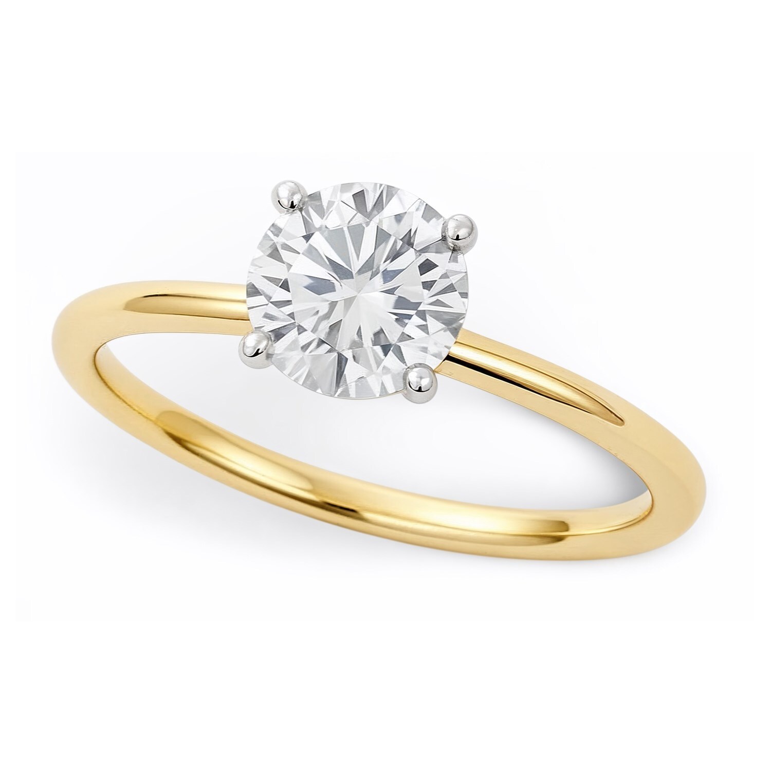 3/4 Carat Round Lab Grown IGI G/VS1 Diamond Solitaire Ring in 10K Yellow Gold 3/4 Carat Round Lab Grown IGI G/VS1 Diamond Solitaire Ring in 10K Yellow Gold