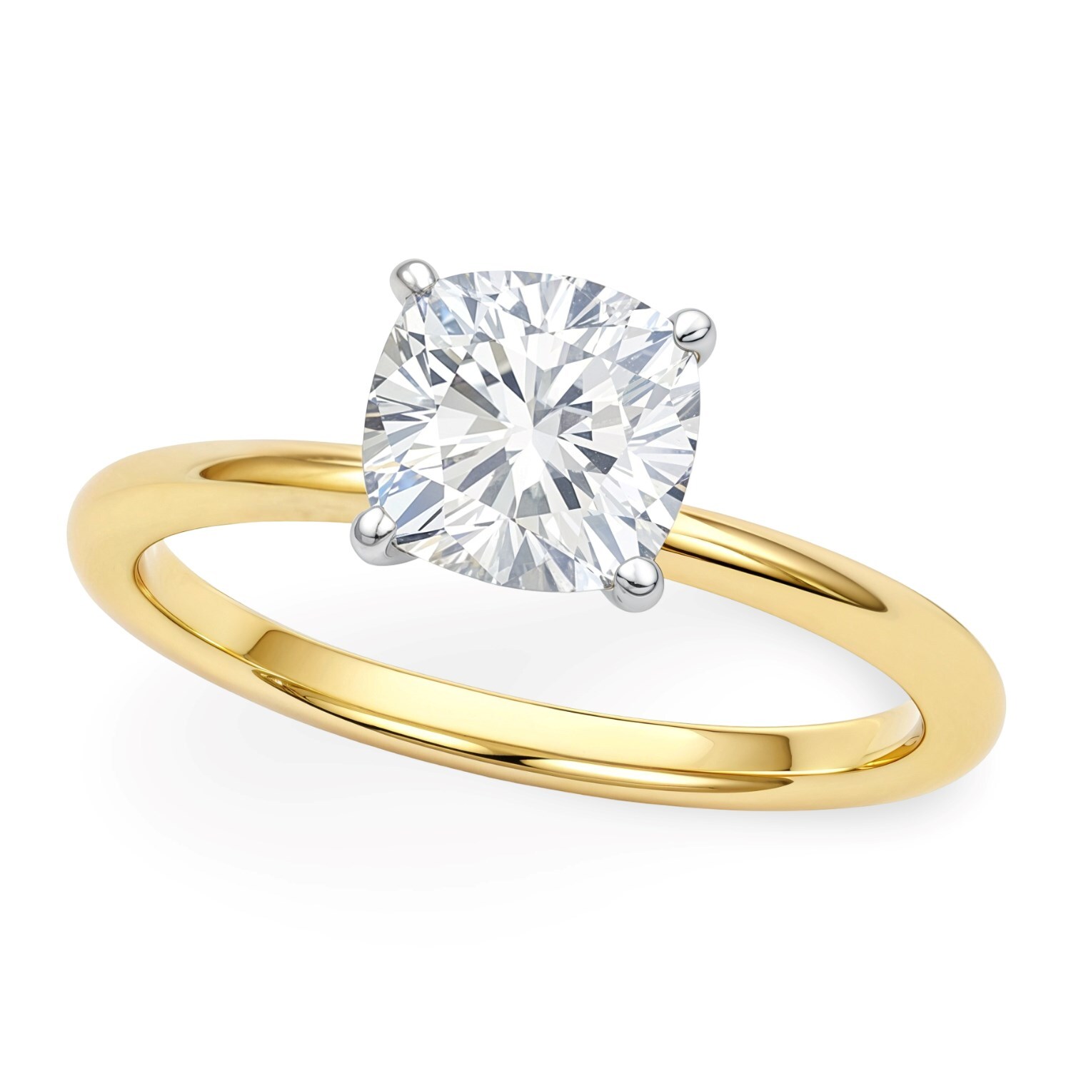 1.50Ct Cushion Lab Grown IGI G/VS1 Diamond Ring in 14K Yellow Gold 1.50Ct Cushion Lab Grown IGI G/VS1 Diamond Ring in 14K Yellow Gold