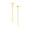 14k Yellow Gold Modern Disc and Bar Drop Earrings