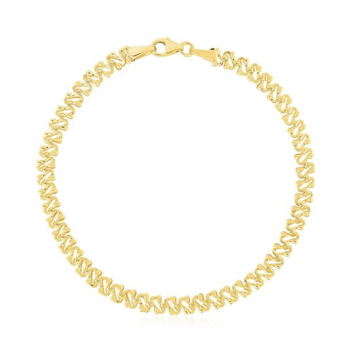 14k Yellow Gold High Polish Textured Fancy Chain Bracelet  (4.00 mm)
