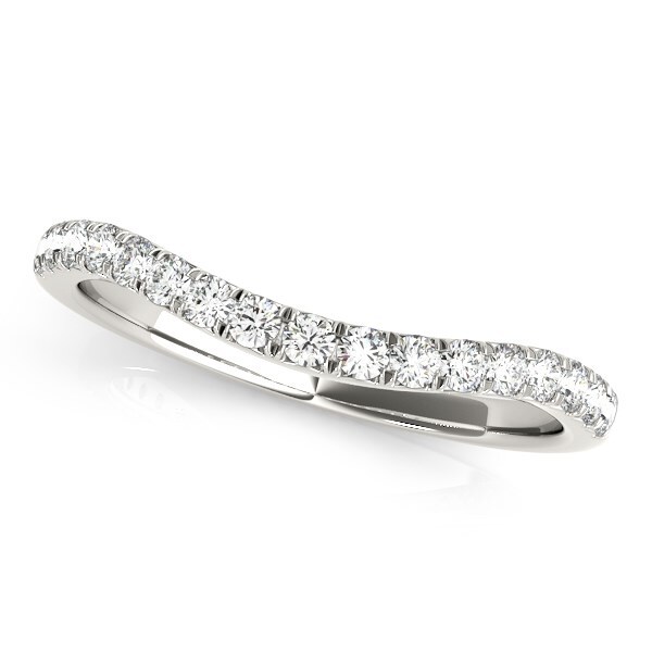 14k White Gold Pave Set Round Diamond Curved Wedding Band (1/4 cttw) 14k White Gold Pave Set Round Diamond Curved Wedding Band (1/4 cttw)
