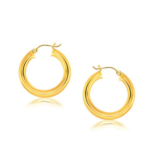 14k Yellow Gold Polished Hoop Earrings (5×30 mm)