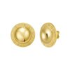 14K Yellow Gold Roman Numeral Button Stud Earrings