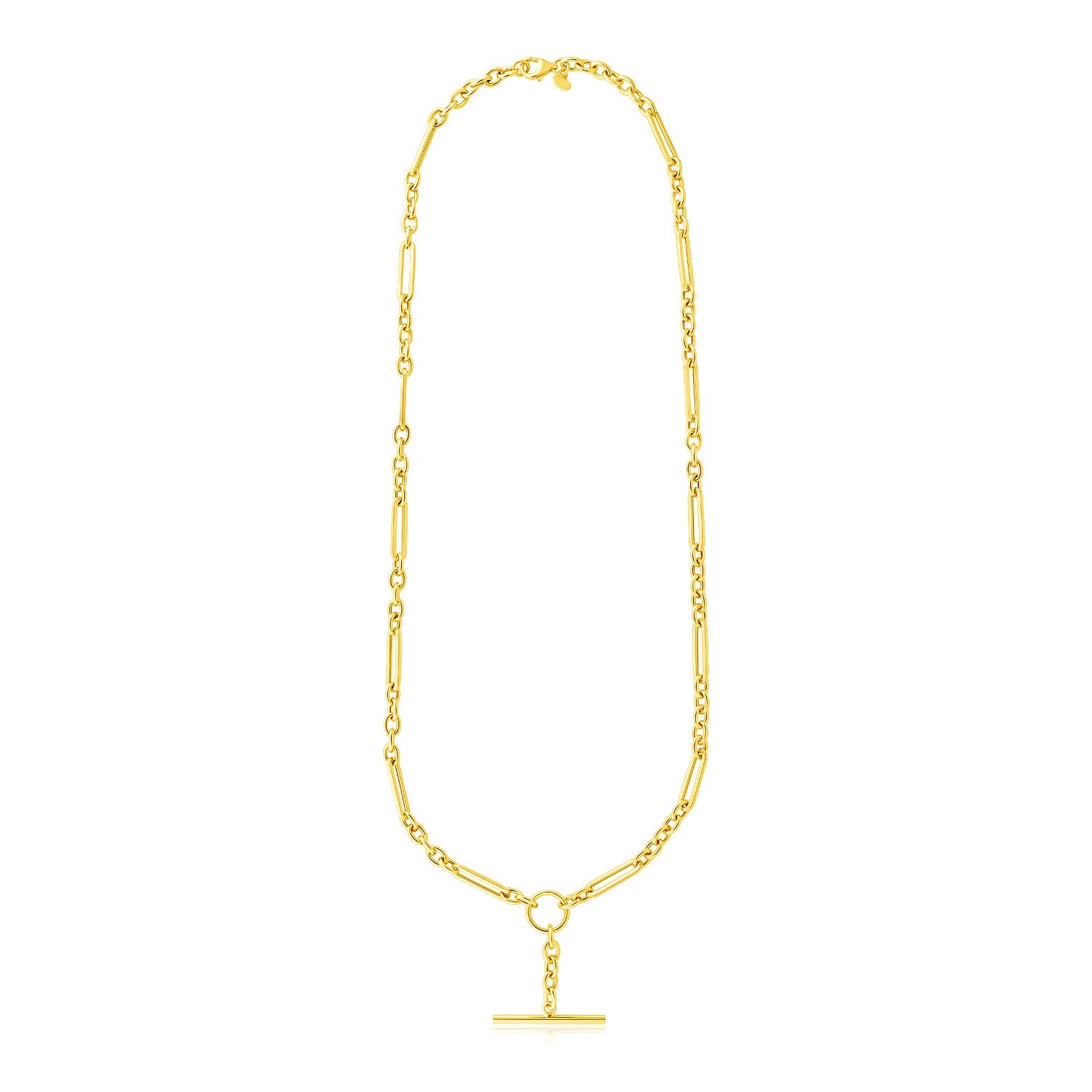 14k Yellow Gold Alternating Oval and Round Chain Necklace with Toggle 14k Yellow Gold Alternating Oval and Round Chain Necklace with Toggle