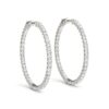 14k White Gold Diamond Hoop Earrings with Shared Prong Setting (2 cttw)