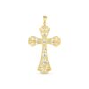 14k Two Tone Gold High Polish Diamond Cut Cross Pendant