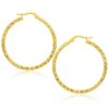 14k Yellow Gold Textured Large Hoop Earrings(1.5x30mm)