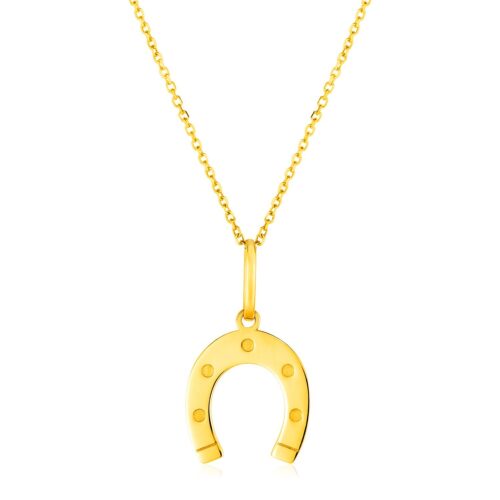 14K Yellow Gold Necklace with Horseshoe