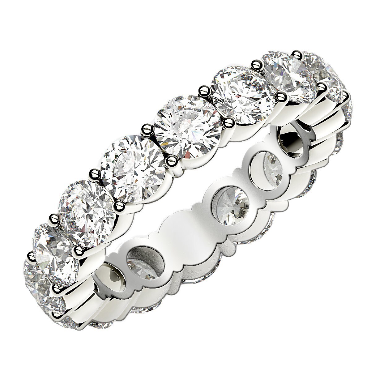 Round Cut Lab Grown Diamond Eternity Ring in 14k White Gold (4 cttw FG/VS2) Round Cut Lab Grown Diamond Eternity Ring in 14k White Gold (4 cttw FG/VS2)