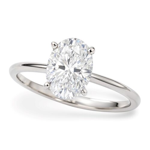 1 1/2 Carat Oval Lab Grown IGI G/VS1 Diamond Solitaire Ring in 10K White Gold