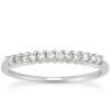 14k White Gold Raised Shared Prong Diamond Wedding Ring Band