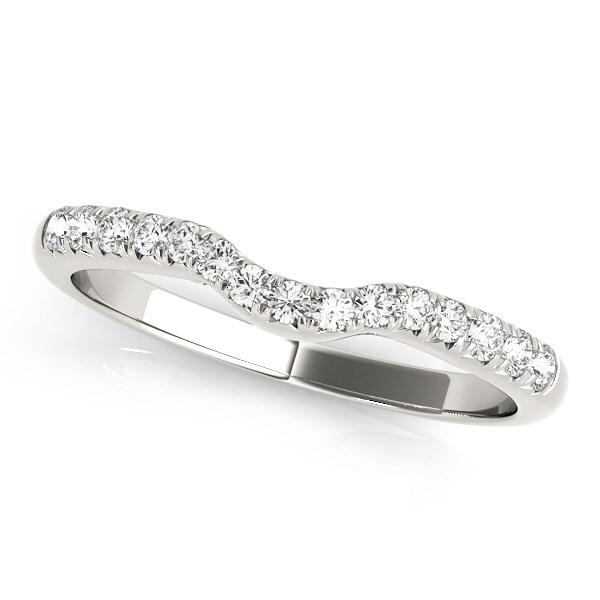 14k White Gold Pave Set Curved Diamond Wedding Band (1/5 cttw) 14k White Gold Pave Set Curved Diamond Wedding Band (1/5 cttw)