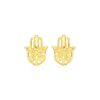 14k Yellow Gold Polished Hand of Hamsa Post Earrings