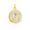 14k Two Tone Gold Round Angel Medal Pendant