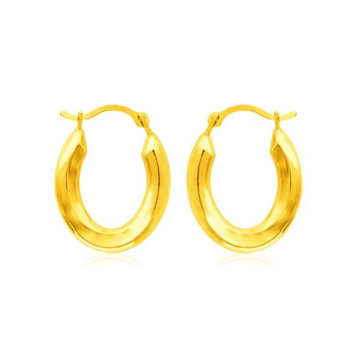 14k Yellow Gold Polished Oval Hoop Earrings