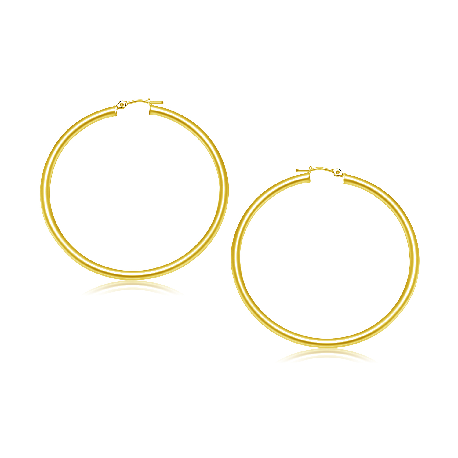 14k Yellow Gold Polished Hoop Earrings (3x30mm) 14k Yellow Gold Polished Hoop Earrings (3x30mm)