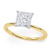 1.50Ct Princess Lab Grown IGI G/VS1 Diamond Ring in 10K Yellow Gold