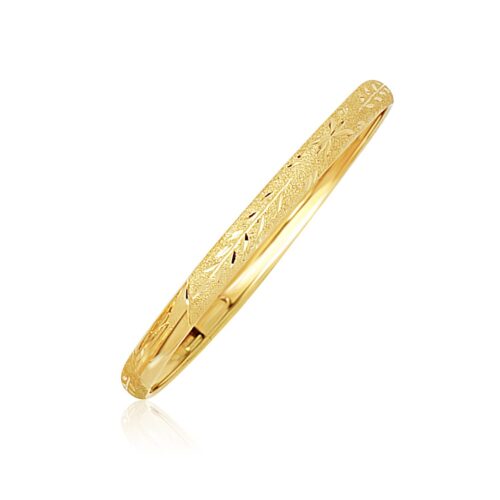 10k Yellow Gold Dome Childrens Diamond Cut Florentine Bangle (4.00 mm)